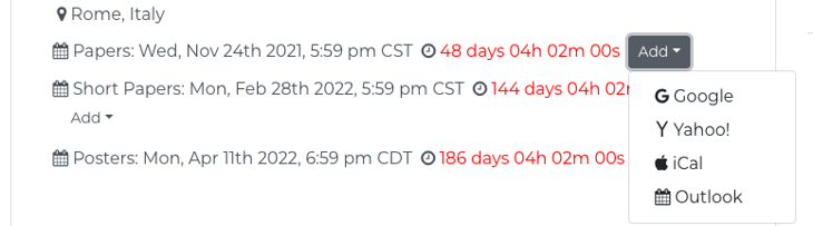Adding the paper/poster deadline to the calendar
